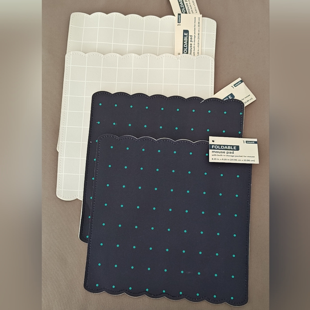 Foldable Mouse Pads Set - Navy and White